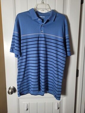 Lands' End Light Blue Polo with Navy Stripes